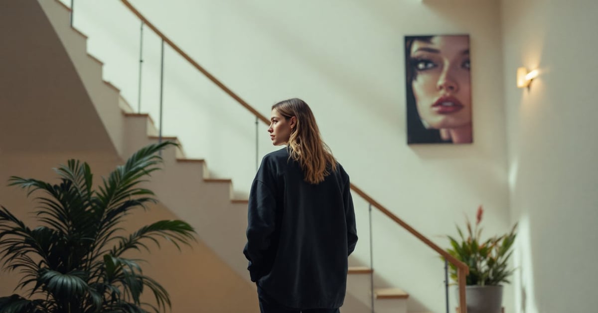 Espace vide au-dessus d'un escalier transformé en coin lecture ou rangement décoratif moderne